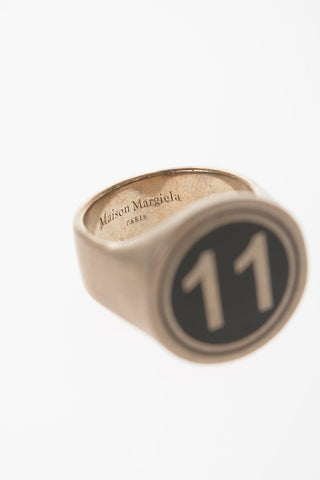 MM11 Enameled Logo Silver Signet Ring