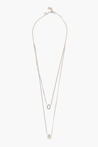 MM6 DOUBLE CHAIN NECKLACE WITH FACETED CRYSTALS