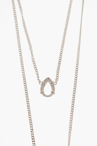 MM6 DOUBLE CHAIN NECKLACE WITH FACETED CRYSTALS