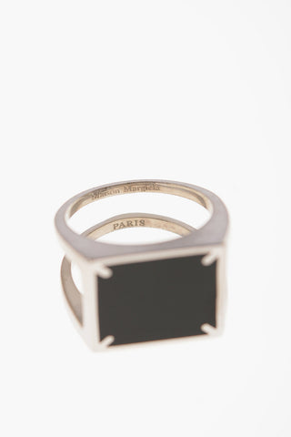 MM11  Silver double band signet ring