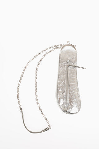 MM11 Embossed Silver Laminated Mini Crossbody Tabi Bag