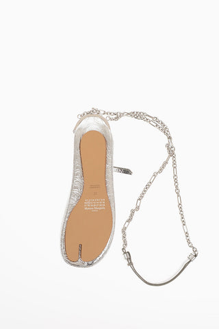 MM11 Embossed Silver Laminated Mini Crossbody Tabi Bag