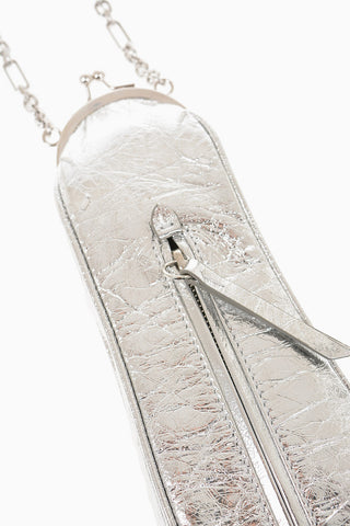 MM11 Embossed Silver Laminated Mini Crossbody Tabi Bag
