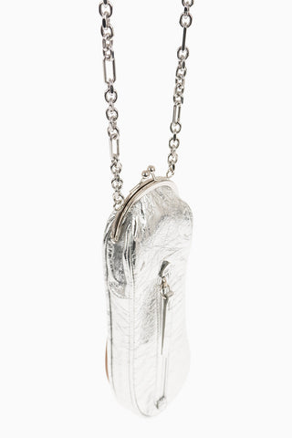 MM11 Embossed Silver Laminated Mini Crossbody Tabi Bag