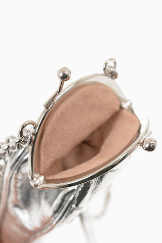MM11 Embossed Silver Laminated Mini Crossbody Tabi Bag