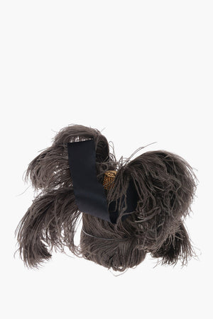 Ostrich Feather Handbag with Jewel Clasp