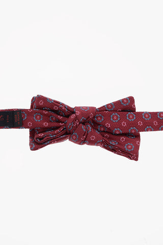 Floral Embroidered Silk Adjustable Classic Bow Tie 