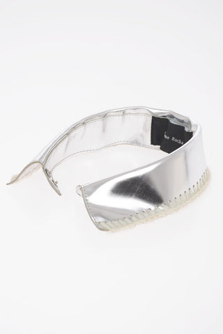 Metallic Leather Collar with Embroidery 
