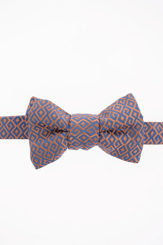 Greek Key Embroidered Silk Classic Bow Tie with Adjustable Collar