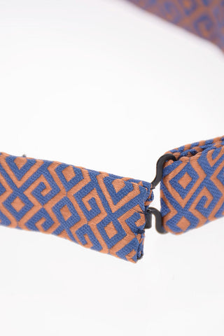 Greek Key Embroidered Silk Classic Bow Tie with Adjustable Collar