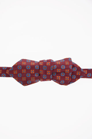 Silk Floral Embroidered Adjustable Diamond Bow Tie