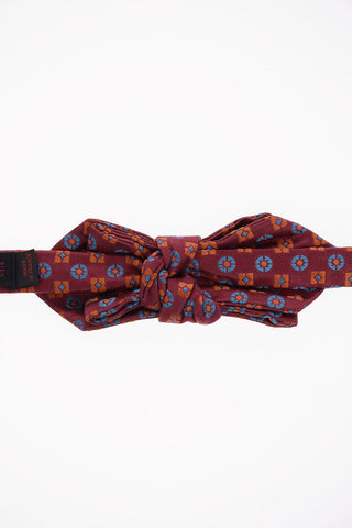 Silk Floral Embroidered Adjustable Diamond Bow Tie