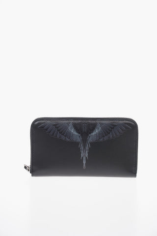 Leather BLACK WINGS Zip Around Wallet