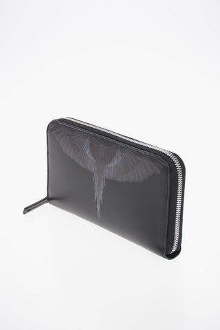 Leather BLACK WINGS Zip Around Wallet