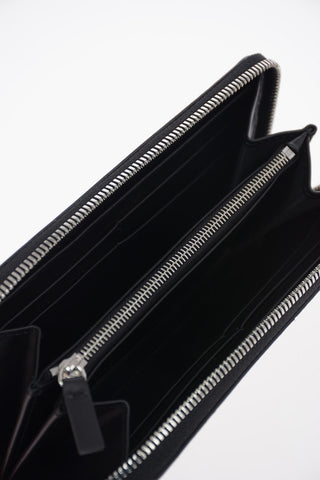 Leather BLACK WINGS Zip Around Wallet