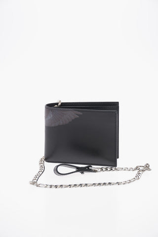 Leather BLACK WINGS Wallet with Chain