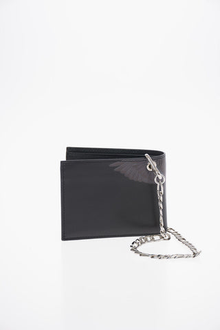 Leather BLACK WINGS Wallet with Chain