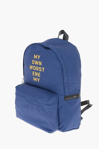 Fabric MY OWN WORST ENEMY Backpack with Leather Trimmings