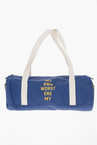 Fabric MY OWN WORST ENEMY Duffle Bag with Leather Details