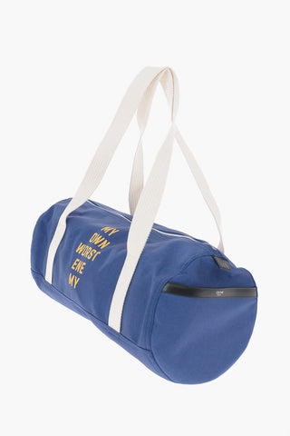 Fabric MY OWN WORST ENEMY Duffle Bag with Leather Details