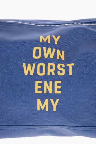 Fabric MY OWN WORST ENEMY Duffle Bag with Leather Details