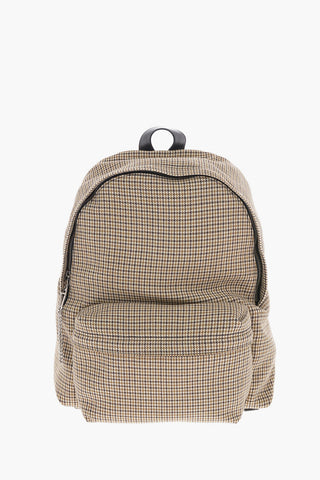 Houndstooth Virgin Wool TRIOMPHE Backpack with Leather Trimmings 