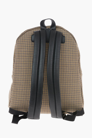 Houndstooth Virgin Wool TRIOMPHE Backpack with Leather Trimmings 