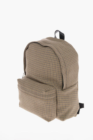 Houndstooth Virgin Wool TRIOMPHE Backpack with Leather Trimmings 