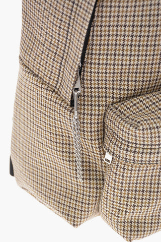 Houndstooth Virgin Wool TRIOMPHE Backpack with Leather Trimmings 