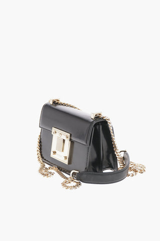 Brushed Leather DIAMANTE Mini Bag with Shoulder Chain