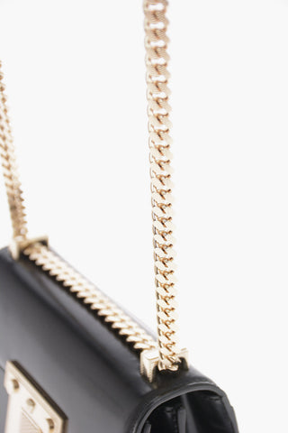 Brushed Leather DIAMANTE Mini Bag with Shoulder Chain