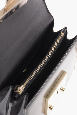 Brushed Leather DIAMANTE Mini Bag with Shoulder Chain