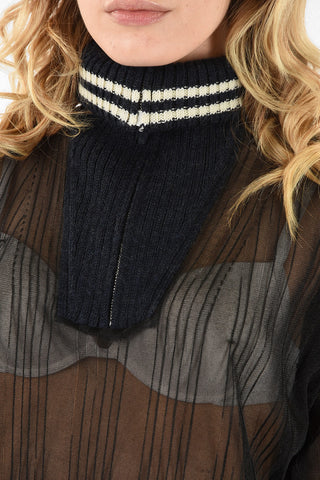 MM0 Half Zip Sheer Sweater