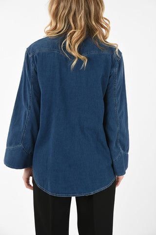 MM6 Long Bell Sleeve Denim Blouse