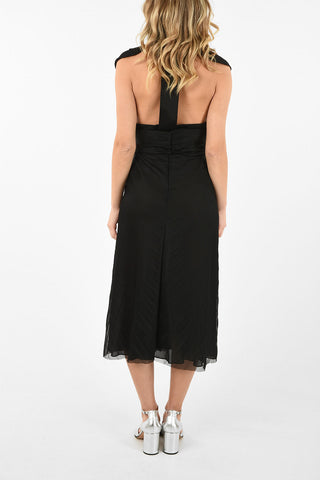MM0 Vestito Halter con Pieghe