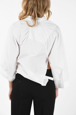 MM0 Tie Neck Blouse With Long Bell Sleeve