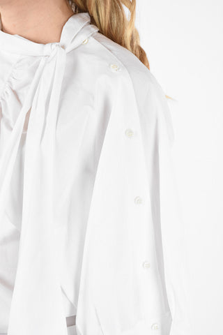 MM0 Tie Neck Blouse With Long Bell Sleeve