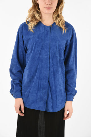 MM4 Suede Leather Shirt with Hidden Closure
