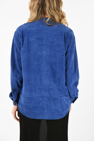 MM4 Suede Leather Shirt with Hidden Closure