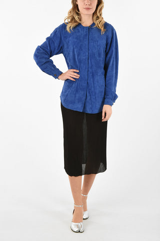 MM4 Suede Leather Shirt with Hidden Closure