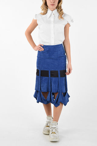 MM1 Cut Out Suede Leather Bodycon Skirt