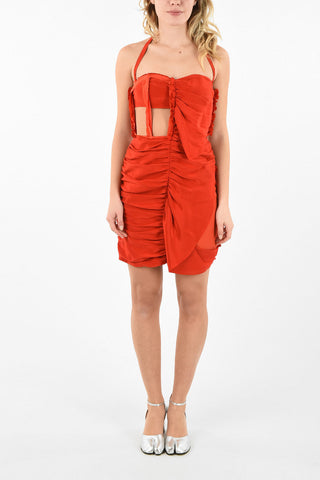 MM0 halter strap silk Draped dress