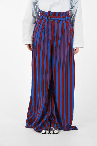 MM1 Awning Striped Palazzo Pants with Belt