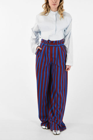 MM1 Awning Striped Palazzo Pants with Belt