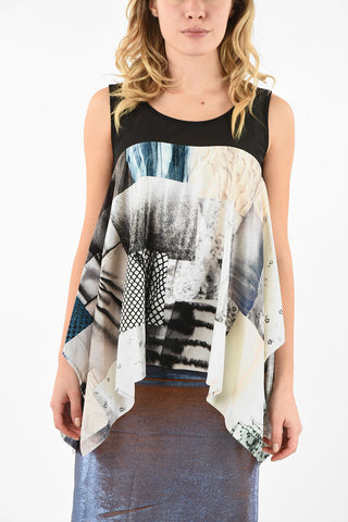 MM6 Velvet Patchwork Asymmetrical Top