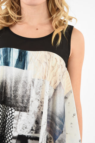MM6 Velvet Patchwork Asymmetrical Top