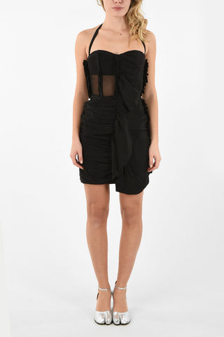 MM0 halter strap silk Draped dress