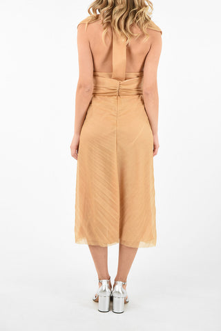 MM0 Vestito Halter con Pieghe