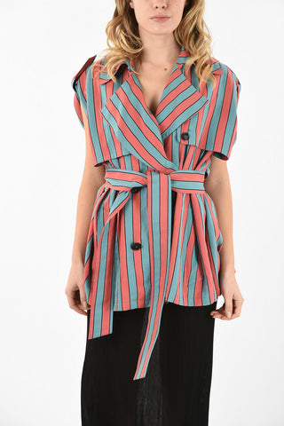 MM1 awning Striped Double Breasted Top with Belt
