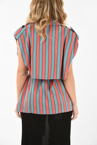MM1 awning Striped Double Breasted Top with Belt